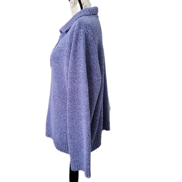 Karen Scott Purple Marled 3 Button V Neck Collar Neck Sweater Size 3X - Picture 2 of 8